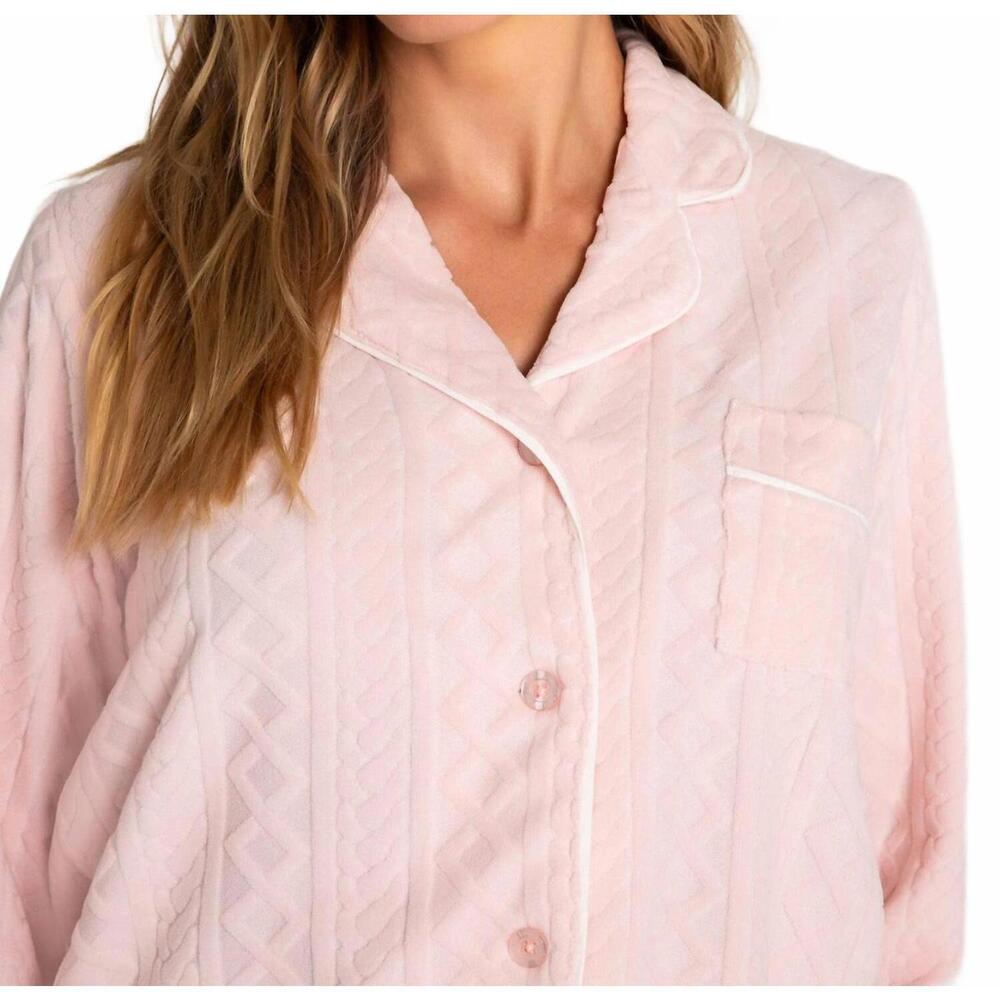NEW PJ SALVAGE very terry cable button up top in pink tint - Picture 4 of 4
